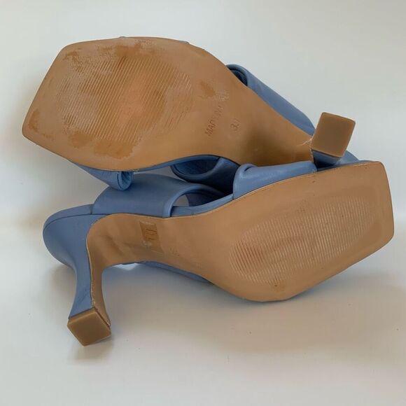 Kiro. Pamplona Leather Heeled Square Toe Sandal in Nappa Sky Blue Size 39 - Picture 9 of 12